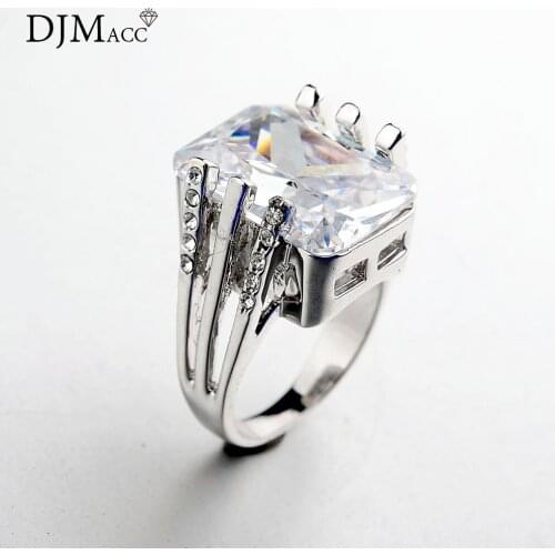 DJMACC AAA Quality Fashion Jewelry Large Size Square Shine Zircon Color Wedding Rings For Woman And Men(DJ0595)