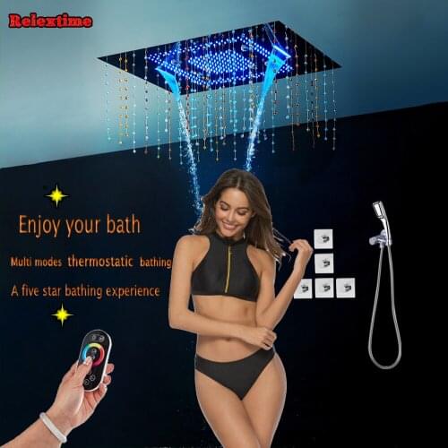 Crystal Pendant LED Ceiling Shower Head torneira banheiro Bathroom Concealed Shower Set Thermostatic Faucet Ducha salle de bain