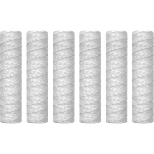 10 Micrometre String Wound Sediment Water Filter Cartridge,6 Pack,Whole House Sediment Filtration,Universal