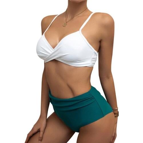 Bikini Set Swimsuit Two Piece High Waist Bathing Suit V Neck Push Up Beachwear