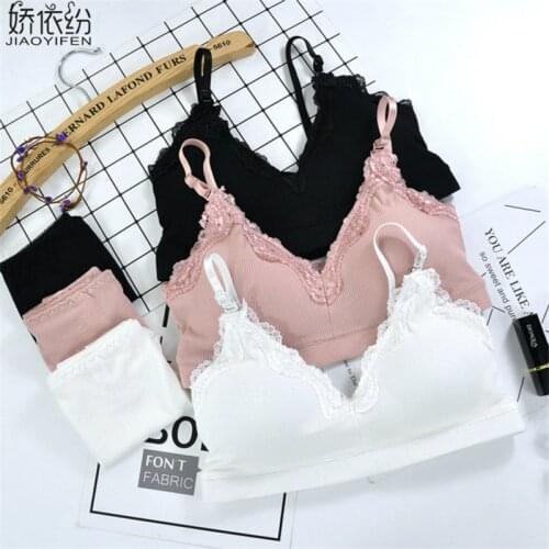 2019 Summer New Bra Set Sexy Lace Splice Women Underwear Pink Young Girl Comfortable Intimates For Small Chest Cute Bra Sets