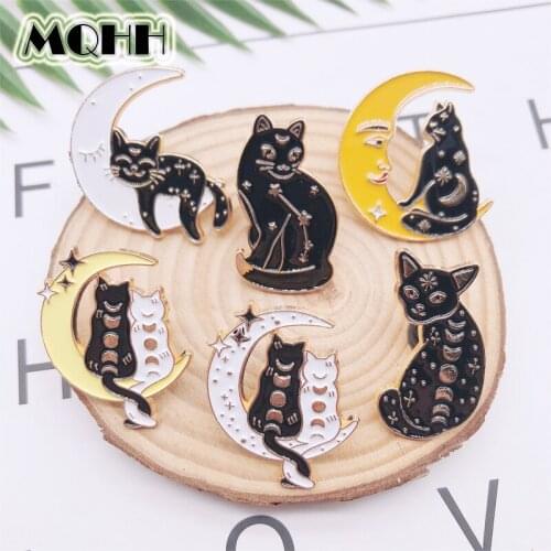 Creative Geometry Animal Pin Cartoon Dialog Cat Dialogue Enamel Brooch Alloy Badge Clothes Bag Accessories Woman Jewelry Gift