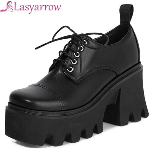 Lasyarrow Big Size 35-43 New Fashion Ladies Platform Pumps Trendy Thick High Heels Pumps Women 2021 Party Office Shoes Woman