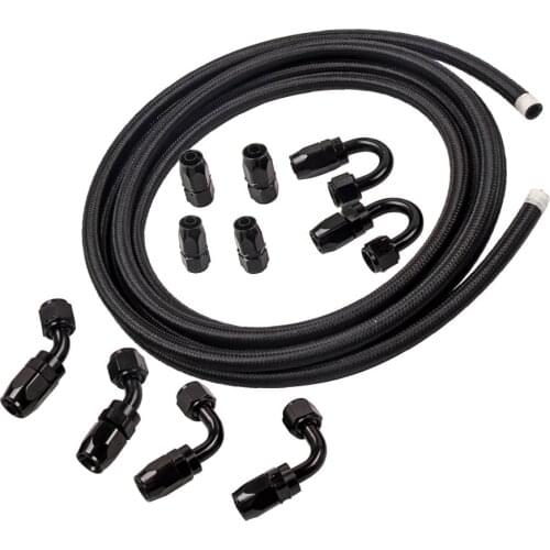 2x 5 meter/16.4feet 8AN Nylon Braided Fuel Hose + 20pcs Reusable Swive Hose End