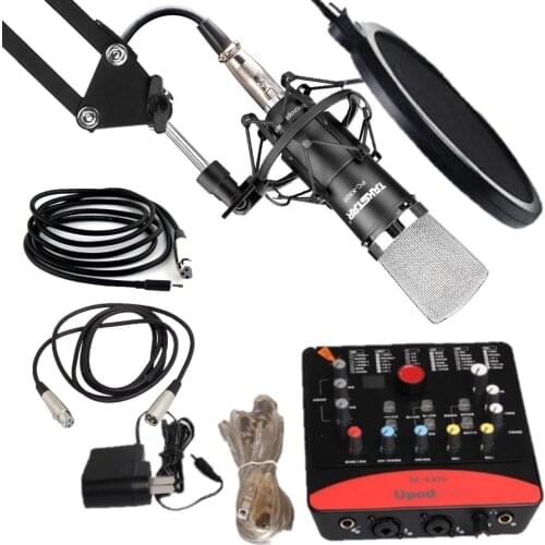 Takstar PC-K600 microphone with iCON upod pro sound card for studio recording,chat room,broadcasting,with audio cables