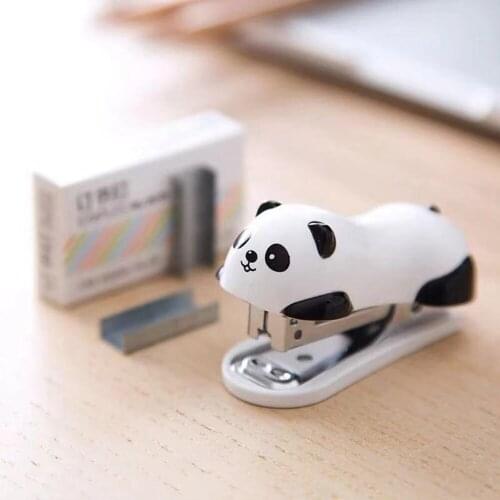 1 Pcs Mini Panda Stapler Set Cartoon Office School Supplies Stationery Paper Clip Binding Binder Book Comes with 1000pcs staples