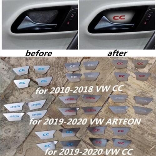 Stainless steel 4pcs/lot inner door bowl Sticker Inner Handle Bowl Cover Sticker For 2010-2018 2019 2010 VW Volkswagen CC Arteon