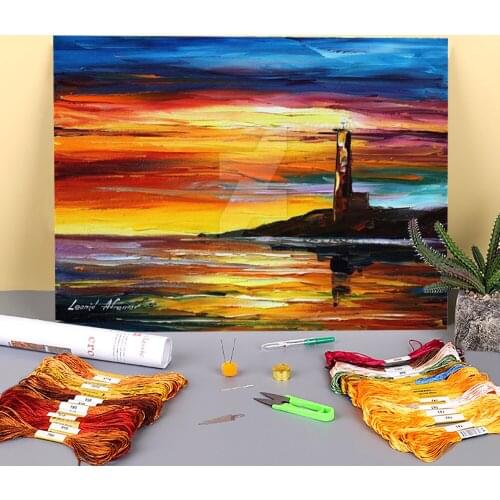 Island Peace Printed Canvas 11CT Cross-Stitch Embroidery Patterns DMC Threads Needlework Knitting Sewing Hobby Home Counted