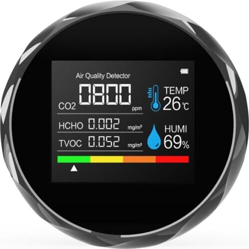 Portable CO2 Detector Household Temperature And Humidity Meter Air Quality Tester HCHO Detector TVOC Detector Small Air Quality