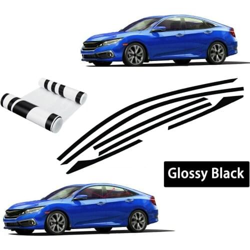 Right Car Sticker Side Window Trims Upper Vinyl 6pcs For Honda Civic 10th Gen 2016-2019 4dr Sedan Car Decoration