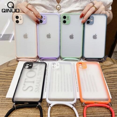 Transparent Strap Cord Chain Phone Case For iPhone 11 11 Pro Max XR XS Max X 7 8 Plus SE 2020 Carry Necklace Lanyard Clear Cover