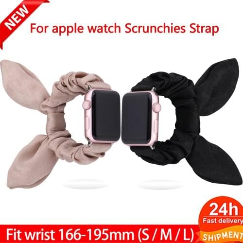 Scrunchies Strap for Apple Watch Band 38mm 40mm Fabric Strap for Iwatch 5 6 4 3 42mm 44mm Butterfly Bow Cloth Women Bracelet