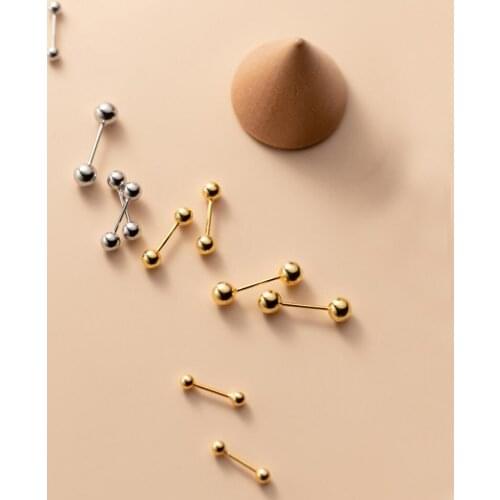 925 Sterling Silver Ball Tragus Helix Screw Back Stud Earrings A1916