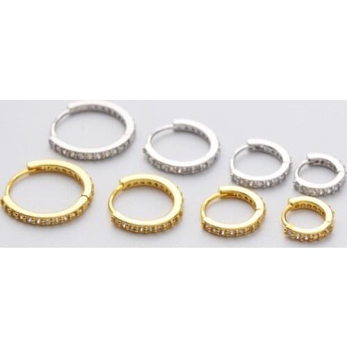 925 Sterling Silver Earring Fashion zircon round Ear Ring classic Ear Bone Ear Buckle cute small Wild Woman Girl Ear Jewelry