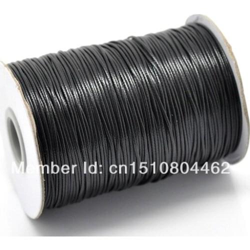 Wholesale 1 roll(180M) Black Waxed Cotton Cord 1mm for Bracelet/ Necklace