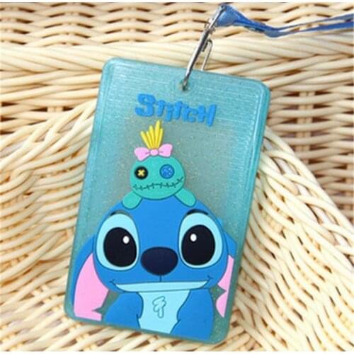 Disney Cartoon Stitch lanyard silicone bus card set phosphor access control transparent campus ID Card & ID Holders