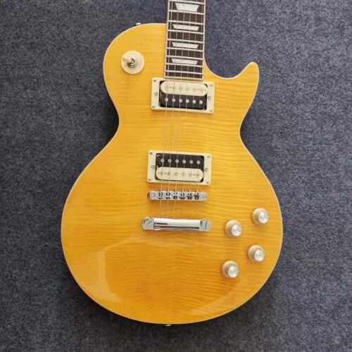 Standard Electric Guitar Lemon-yellow Color Mahogany Body Silver Hardware Zebra Pickups Free Shipping High Quality Guitarar