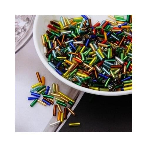 2017 Hot Sale 2*6MM 60G/1440Pcs Glass Seed Bugle Beads Silver Core Czech Jewelry Garment Accessories Mix Colors