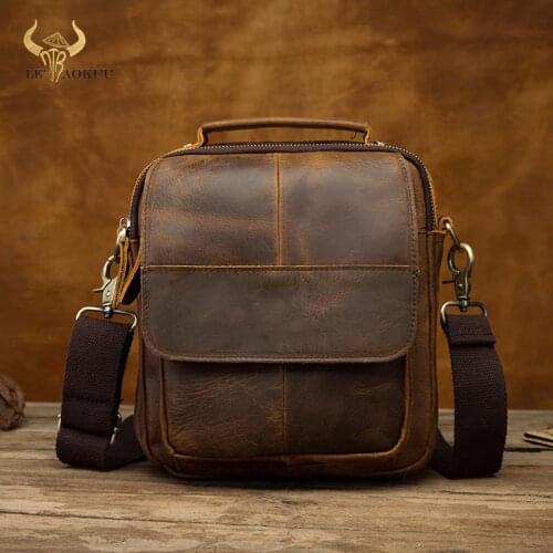 Real Leather Male Casual Design Shoulder Messenger bag Grey Fashion Cross-body Bag 8" Tablet Tote Mochila Satchel bag Men 148-db