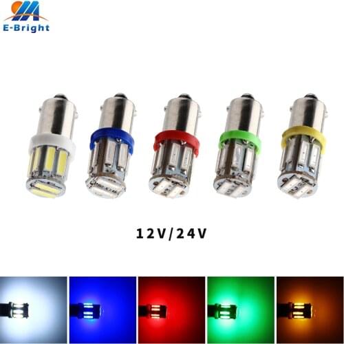 DC 12V 24V 10pcs T11 BA9S 7014 10 SMD 250LM Led Bulb Door Side Map Indicator Reverse Reading Tail Light Car White Red Blue Amber