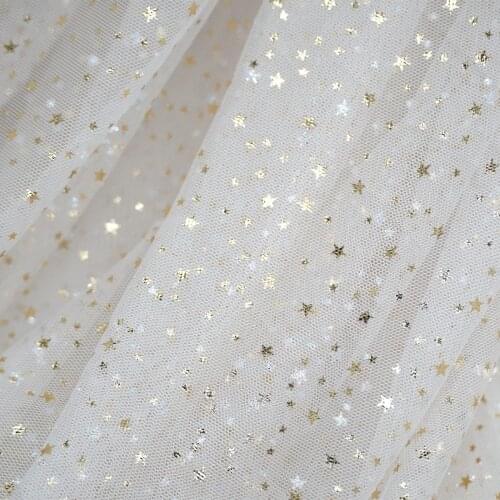5 Yards Soft Airy Print stars tulle lace fabric for DIY Sewing Bridal Veil Wedding Dress Princess Dress Birthday Party Dress