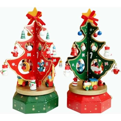 Revolving Wooden Christmas Music Box Christmas Tree With Pendants Creative Kid Birthday Gift New Year Gift Christmas Decorations