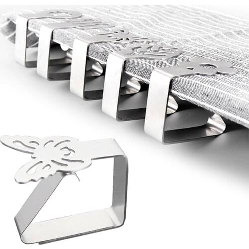 Stainless Steel Table Cloth Clip Promenade Round Tablecloth Stable Clips Butterfly Flower Wedding Promenade Table Cover Holder