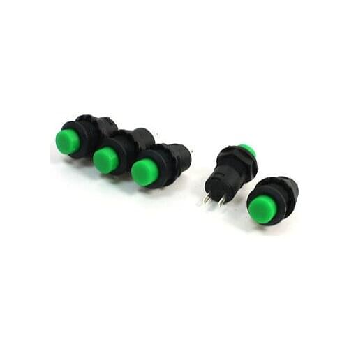 Self Locking SPST Green Round Panel Mount Push Button Switch