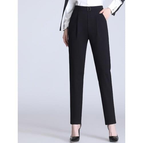 Women Fashion Black Color Elastic Waist Casual Slim Harem Pants Chic Business Autumn Trousers Pantalones Mujer Retro Pants S-5XL