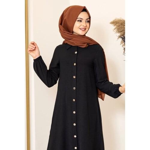 Black colour two pieces women dress. Elegant and quality dress. Muslim dress. New season fashion. Made in Turkey. Kaftan. Caftan