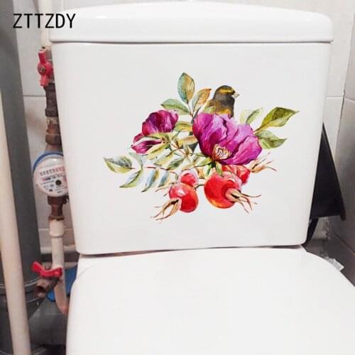 ZTTZDY 25.2×19.2CM Showy Flowering Branches Toilet WC Accessories Creative Wall Stickers Mural T2-1408