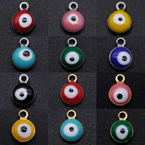 10pcs/lot Stainless Steel Evil Eye Charms Pendants Wholesale Bracelet Making Charms Top Quality Never Tarnish Necklace Pendants
