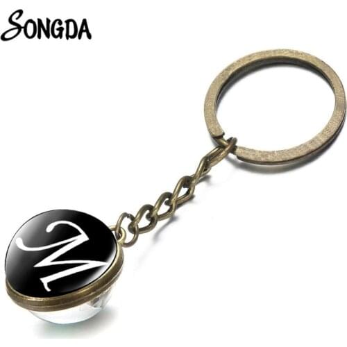 26 English Alphabet Keychain ABCD Name Pendant First Letter Keyrings Holder Wallet Handbag Accessories Men Women Jewelry