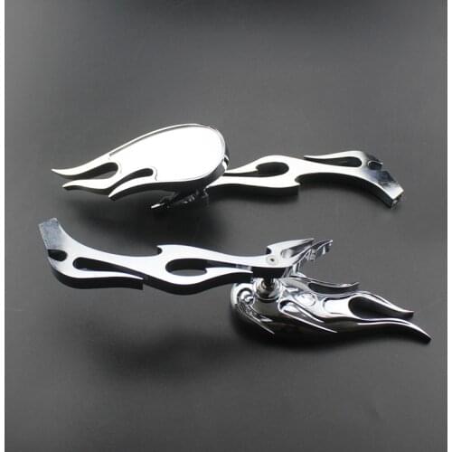 2x Chrome/Black Flame Mirror Motorcycle Side Mirrors For Harley Dyna Fatboy Electra Glide Softail Sportster 1200 883