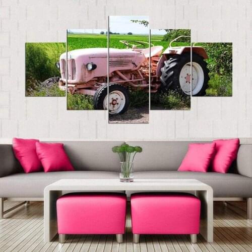 No Framed Canvas 5Pcs Tractor Farmhouse Natural Scenery Wall Posters Pictures Paintings Home Decor for Living Room Decoration