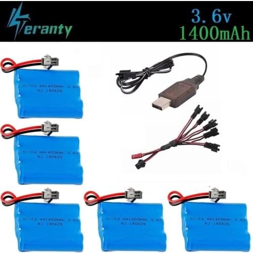 3.6v 1400mAh Battery + Charger For RC Cars Robots Tanks Train Gun Boats Aa NiCD Battery 700mah 3.6v Rechargeable Battery Pack