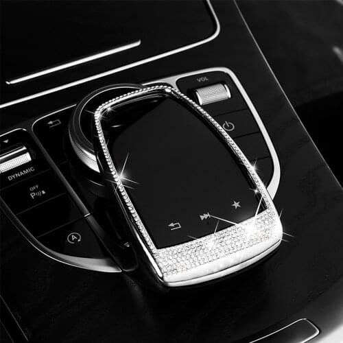 Diamond Decor Frame Stickers Bling Interior Central Control Mouse With Rhinestone Frame Styling For Mercedes-Benz Accessories