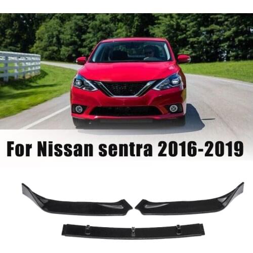 3Pcs Gloss Black Carbon Fiber Front Bumper Lip Spoiler For Nissan sentra 2016 2017 2018 2019 Diffuser Splitters Body Accessories