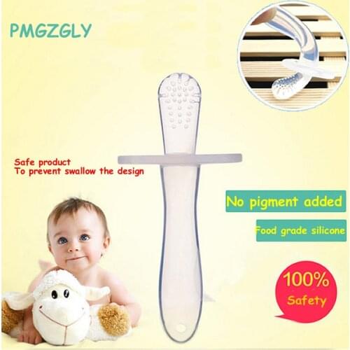 Safe Silica gel Teething Environmentally Toothbrush infant baby teether stick chews Silicone Toothbrush Teether Deciduous Tooth