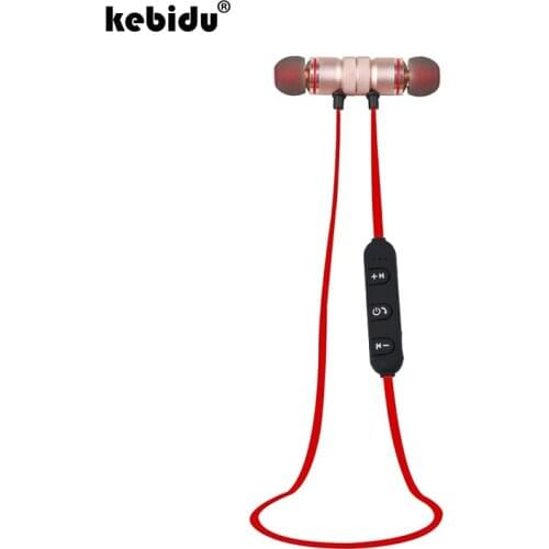 Bluetooth 4.1 Metal Sports Headphone Wireless Earphones Magnetic Earpiece Stereo Headsets with Mic for Mobile Phones