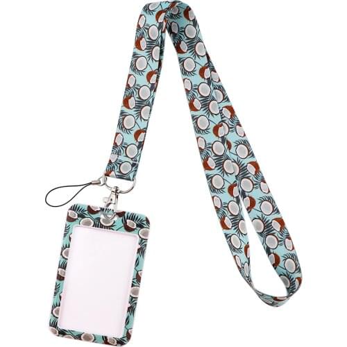 FD0647 Coconut Fruits Keychain Neckband Lanyard USB ID Card Badge Holder Mobile Belt Lanyard Mobile Phone Accessories