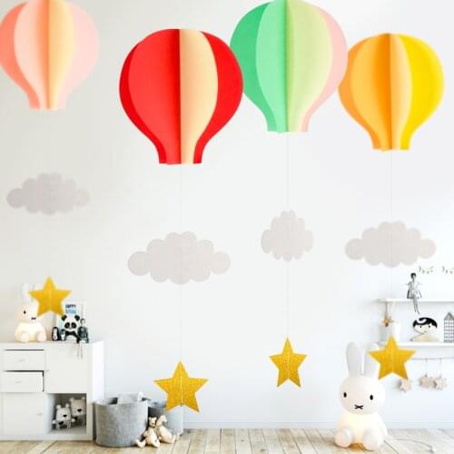 Simulation Paper Hot Air Balloon Cloud Pendant Home Bedroom Decoration Kindergarten Holiday Birthday Party Hanging Ornament