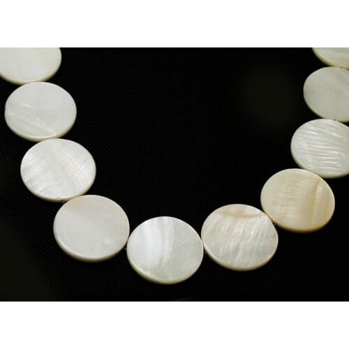 30mm White Round Flat shape Natural Freshwater Shell Beads MOP Beads Fit Bracelets Necklaces Jewelry DIY Craft For Female Gift