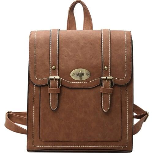 High Quality Black Pu Leather Backpacks For Teenage Girls Shoulder Bag Bagpack Vintage School bags for women Backpacks mochila