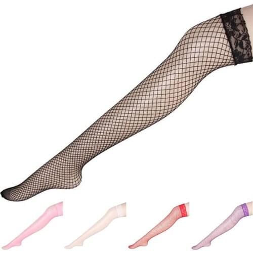 Sexy Womens Hosiery Lace Top Stay Up Thigh High Stockings Ladies Hollow Mesh Nets Lace Fishnet Stockings Pantyhose