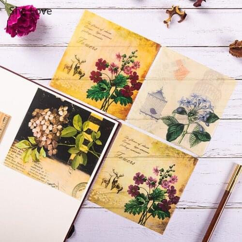 Chzimade Flower Plants Decorative No Adhesive Vellum Paper Stickers For Scrapbooking DIY Card Making Junk Journal Project