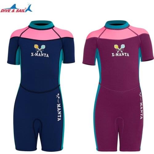 Kids 2.5MM SCR Neoprene Wetsuits Childrens High Elastic Warm Snokeling Diving Suit Girls UPF50+UV protection Surfing Rash Guard