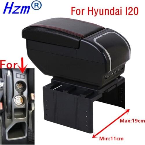 For Hyundai I20 armrest box central Store content Storage box hyundai armrest box with cup holder ashtray USB interface