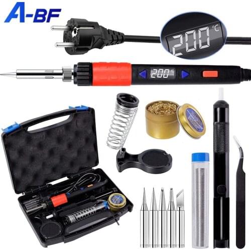 A-BF Soldering Iron Electric Digital Sleep Function 110V 220V Electronic Welding Tools Adjustable Temperature Soldering Tips Kit
