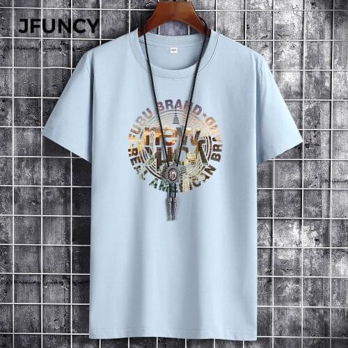 JFUNCY Summer Cotton Man T-Shirts Short Sleeve Round Neck Streetwear Outdoor Tshirt Harajuku Graphic Oversized Men Top Tees